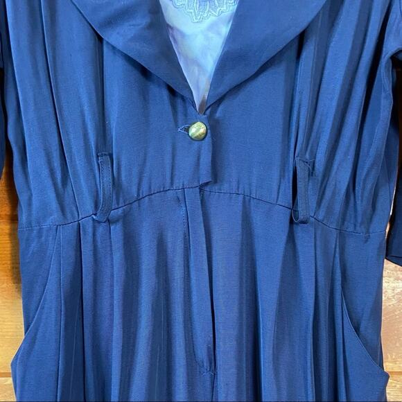 Vintage Union Label Betsey’s Things Medium Navy & Gold Belted Jumpsuit - Picture 10 of 14